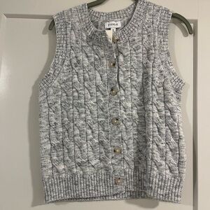 Evereve Gray Cable Knit Button-Up Vest